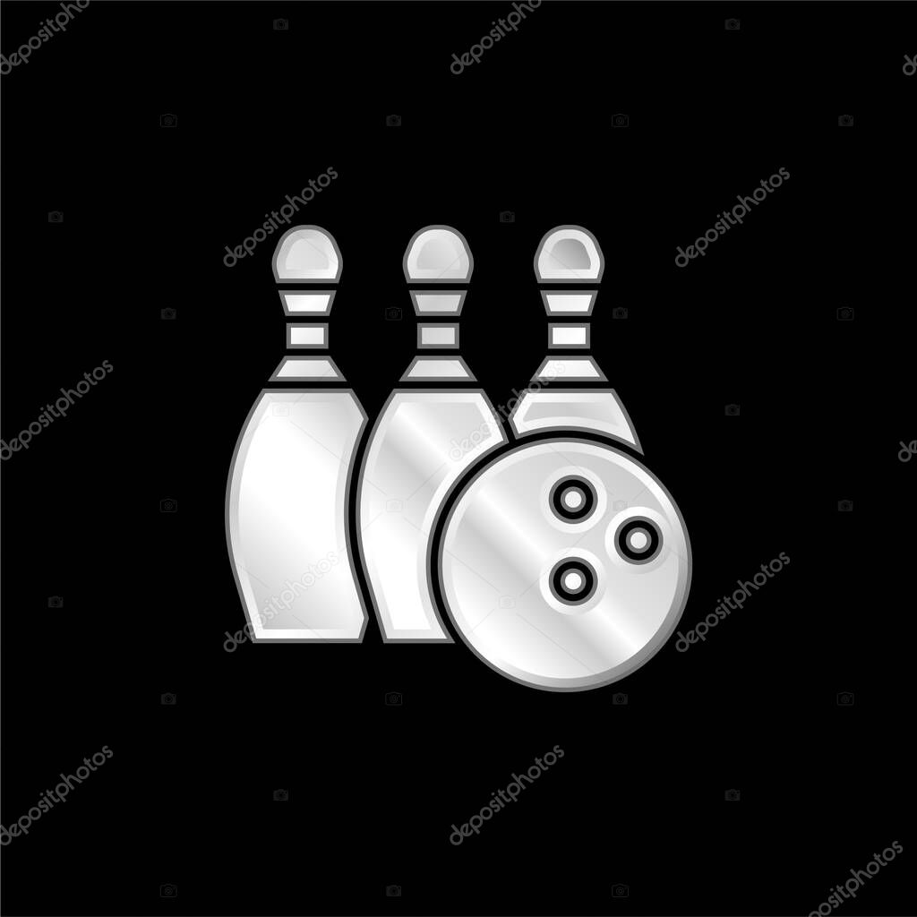 Bowling silver plated metallic icon