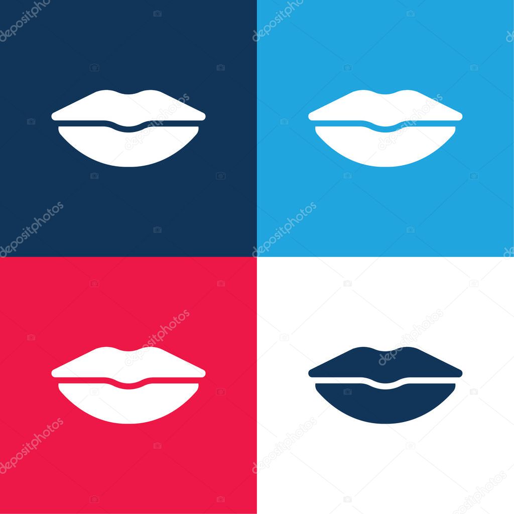 Big Lips blue and red four color minimal icon set
