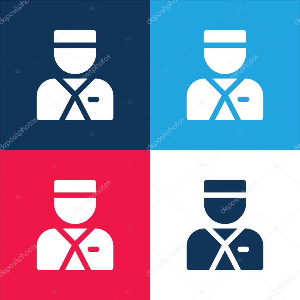 Bellboy blue and red four color minimal icon set