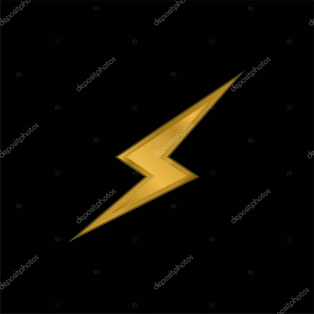 Bolt gold plated metalic icon or logo vector
