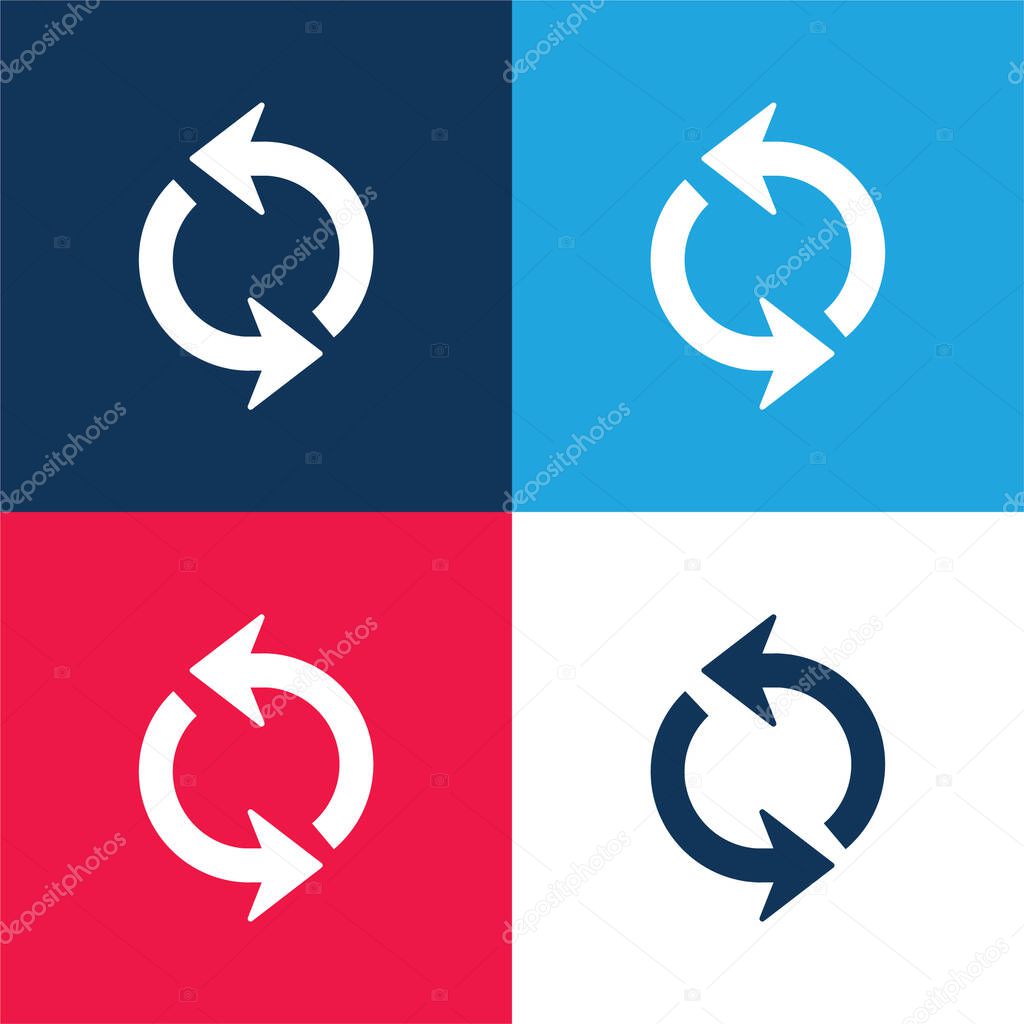 Arrows Circle blue and red four color minimal icon set