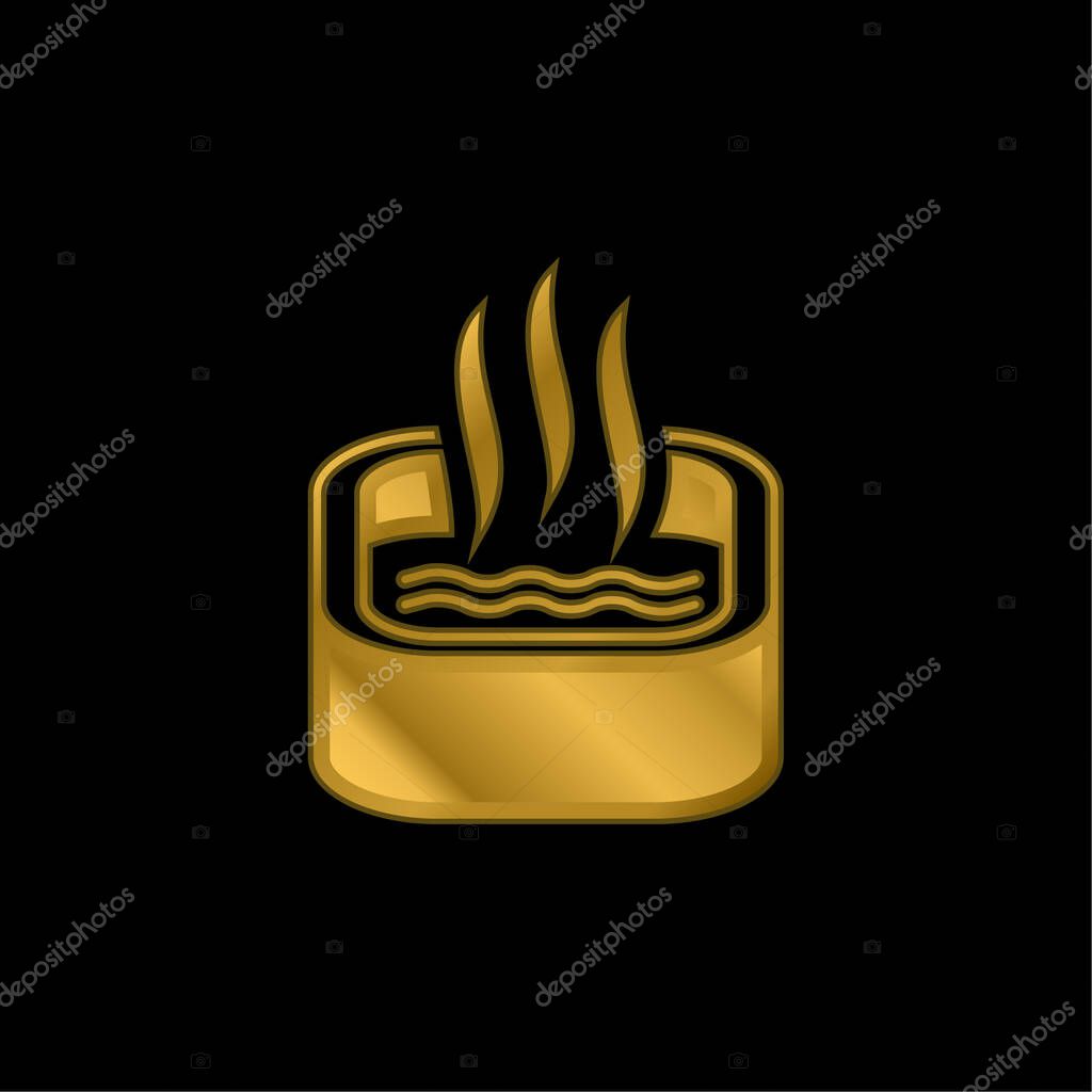 Bath Of Immersion gold plated metalic icon or logo vector