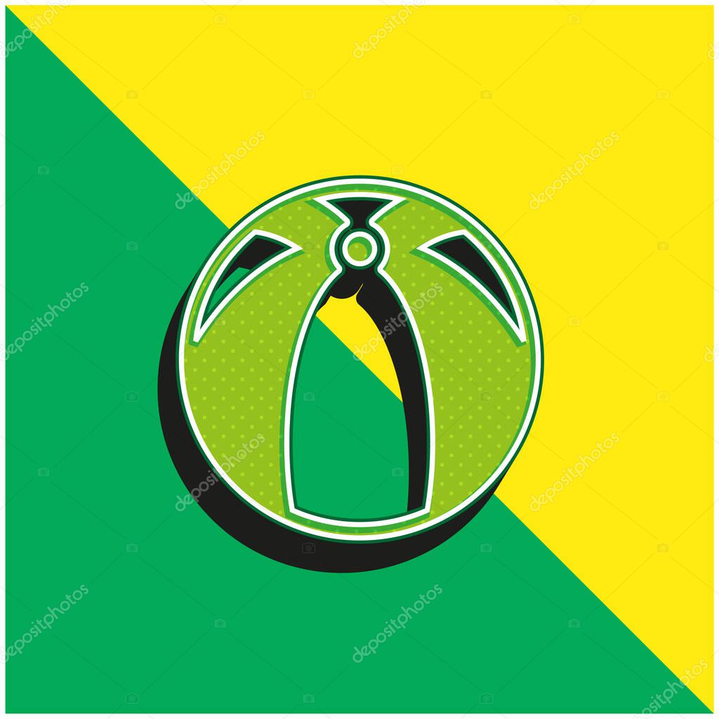 Big Beach Ball Green and yellow modern 3d vector icon logo