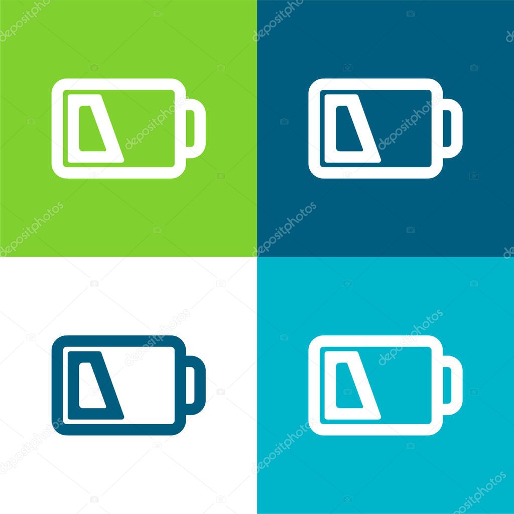 Battery On Discharged Level Outline Flat four color minimal icon set