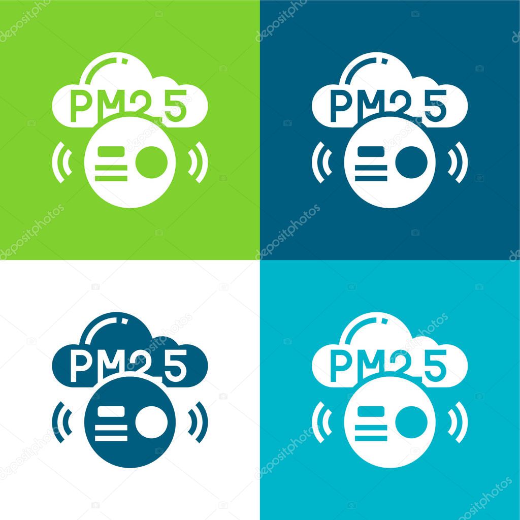 Air Pollution Flat four color minimal icon set