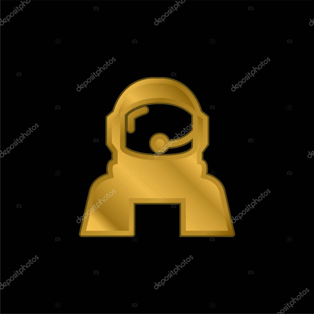 Astronaut Helmet Protection For Outer Space gold plated metalic icon or logo vector