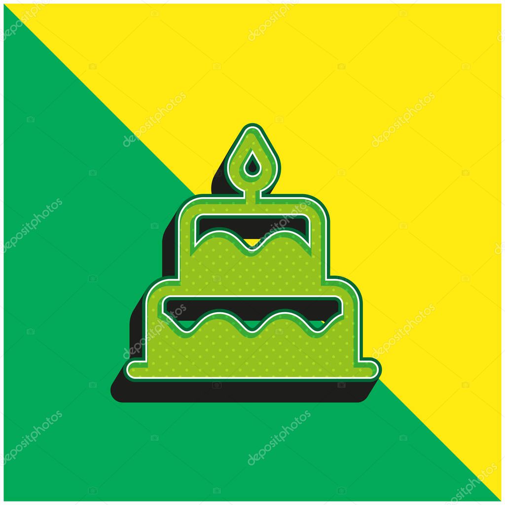 Birthday Cake Green and yellow modern 3d vector icon logo