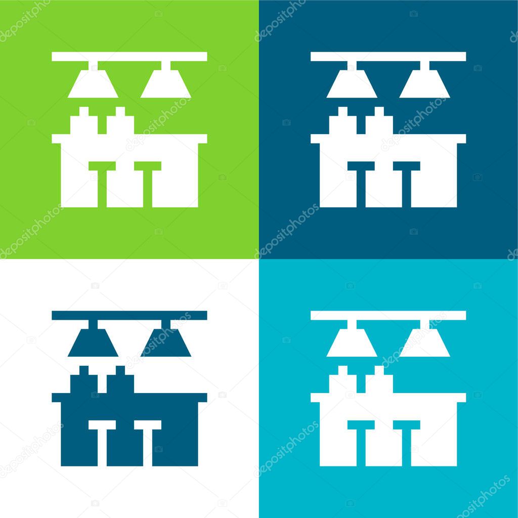 Bar Flat four color minimal icon set