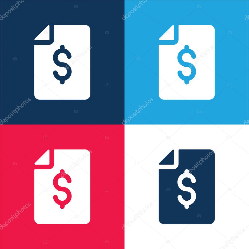 Bill blue and red four color minimal icon set