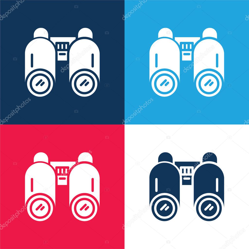 Binoculars blue and red four color minimal icon set