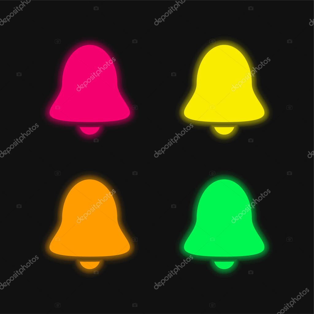 Alarm Bell four color glowing neon vector icon