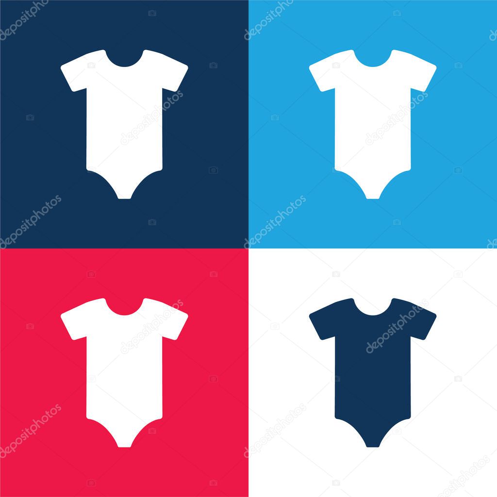 Bodysuit blue and red four color minimal icon set
