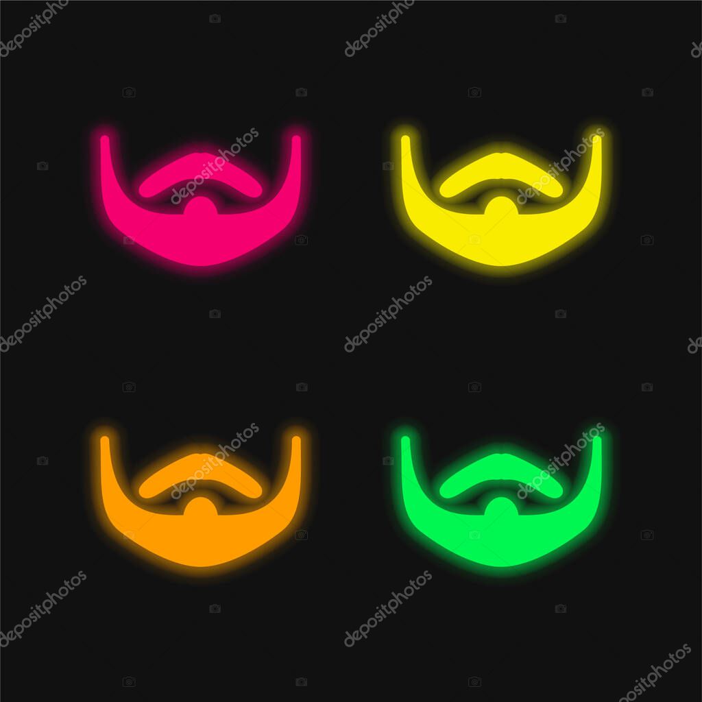 Beard four color glowing neon vector icon