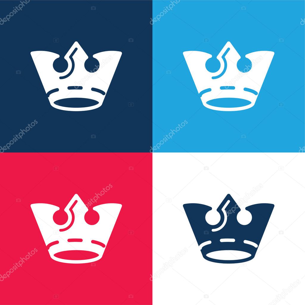 Crown blue and red four color minimal icon set