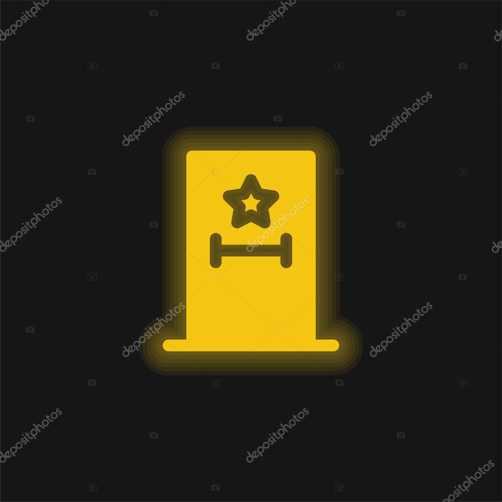 Backstage yellow glowing neon icon