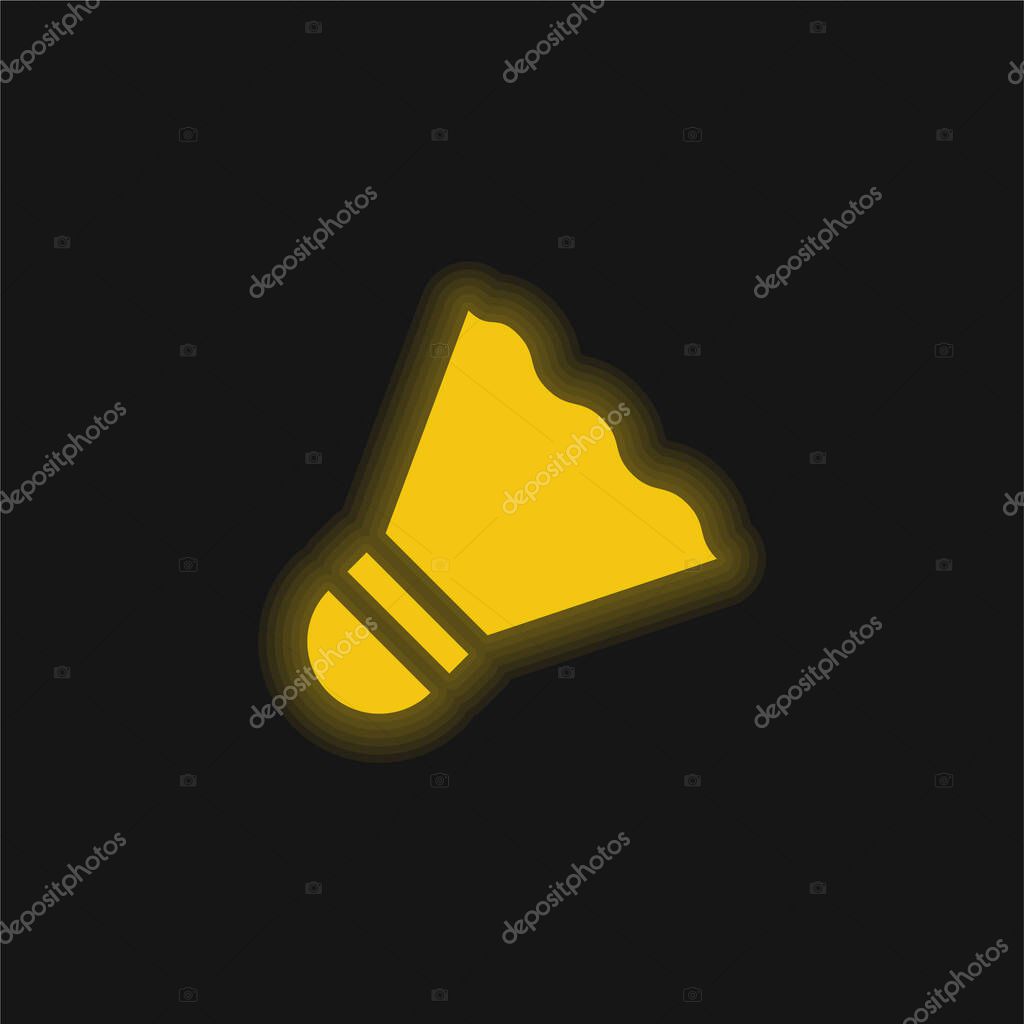 Badminton yellow glowing neon icon