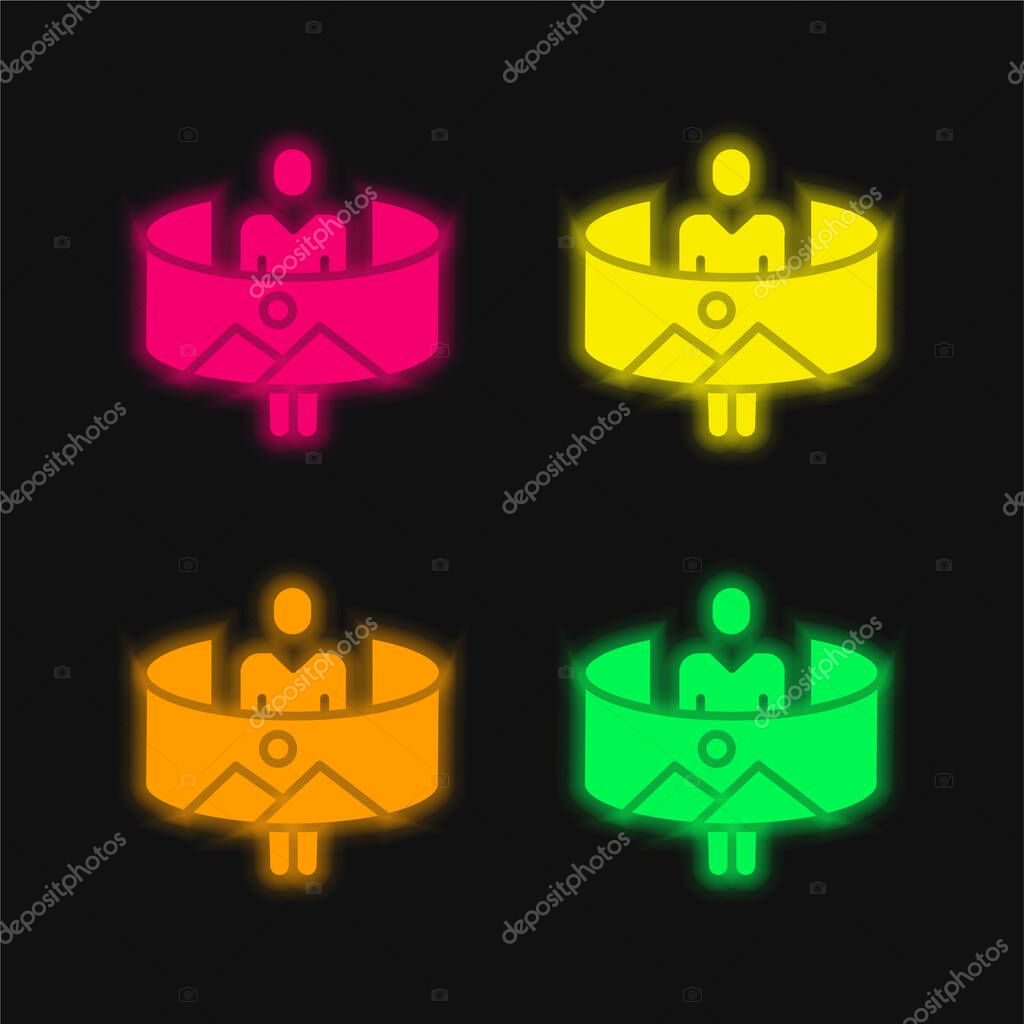 360 four color glowing neon vector icon