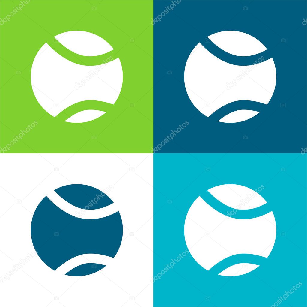 Ball Flat four color minimal icon set