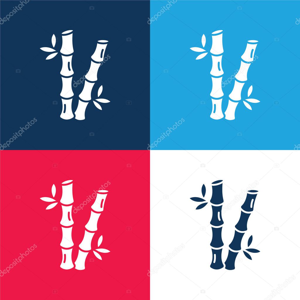 Bamboo blue and red four color minimal icon set