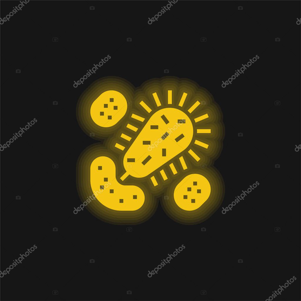 Bacteria yellow glowing neon icon