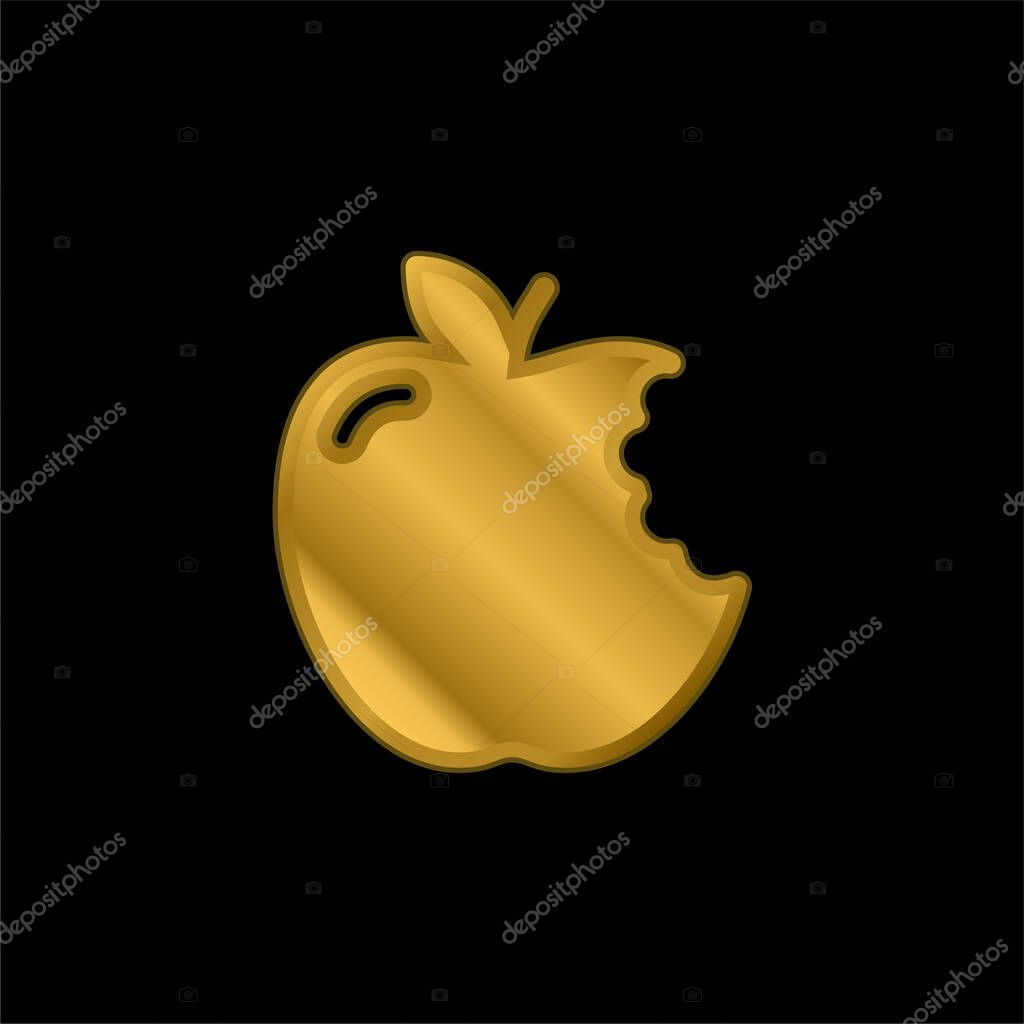 Apple gold plated metalic icon or logo vector