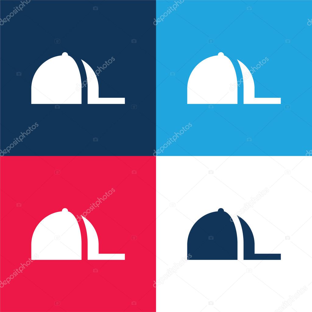 Baseball Cap blue and red four color minimal icon set