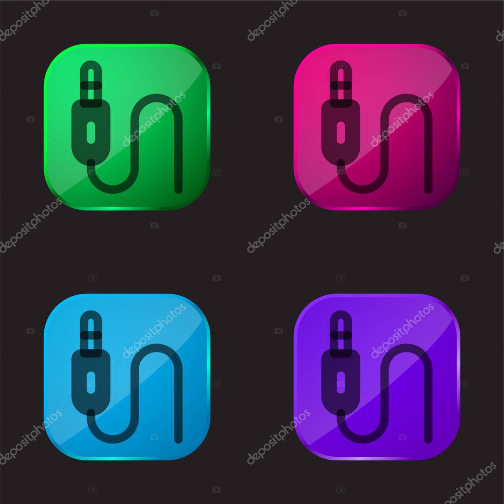 Audio Jack four color glass button icon