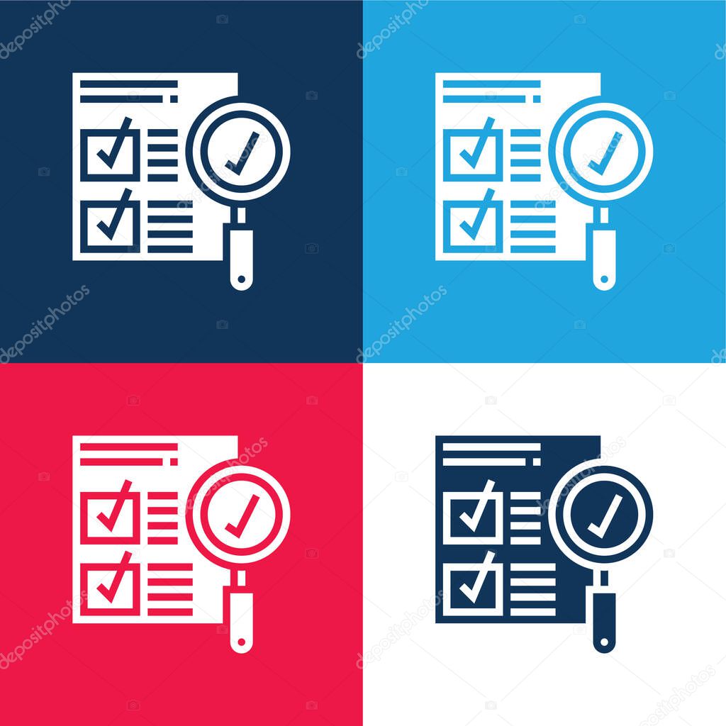 Approval blue and red four color minimal icon set