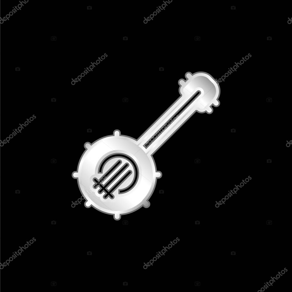 Banjo silver plated metallic icon