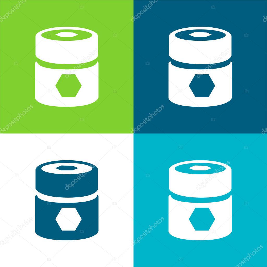 Barrel With Pentagons Flat four color minimal icon set