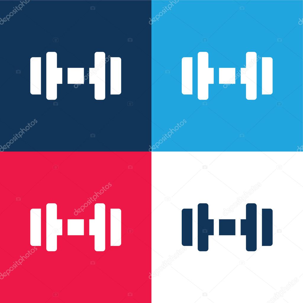 Barbell blue and red four color minimal icon set