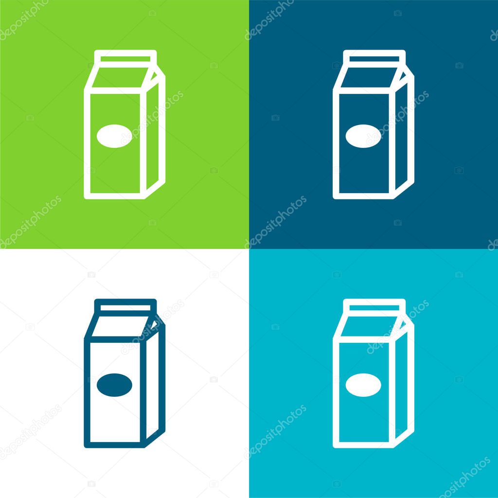 Box Liquid Food Container Outline Flat four color minimal icon set