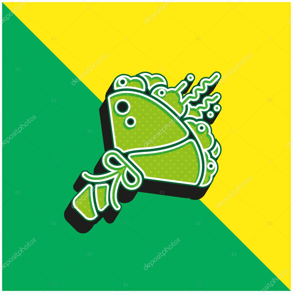 Bouquet Green and yellow modern 3d vector icon logo
