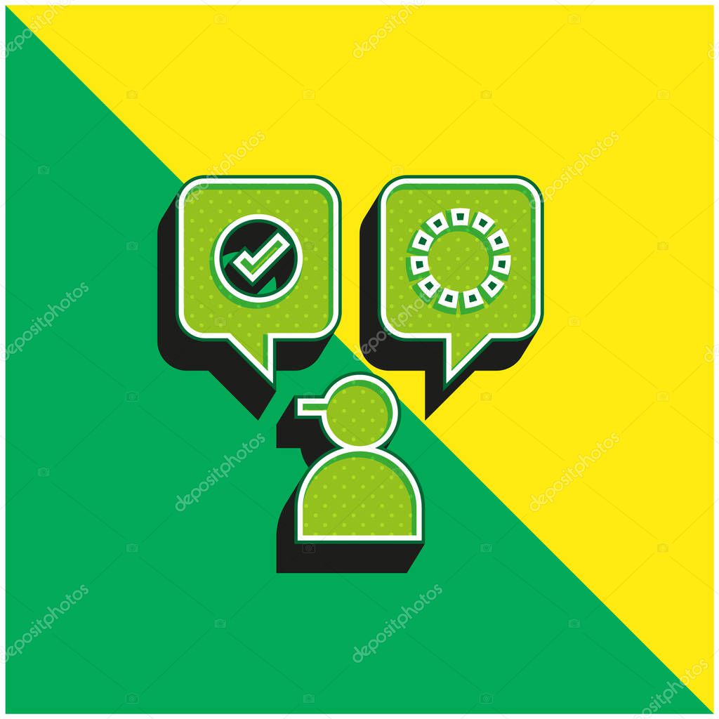 Accept Green and yellow modern 3d vector icon logo