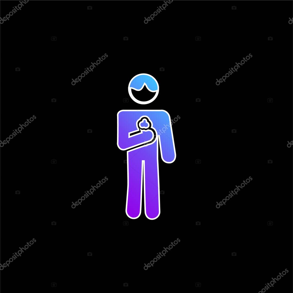 Boy With Ice Cream Cone In blue gradient vector icon