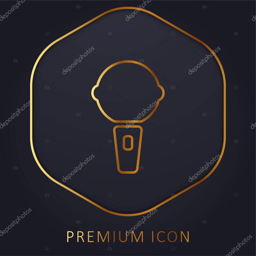 Big Karaoke Microphone golden line premium logo or icon