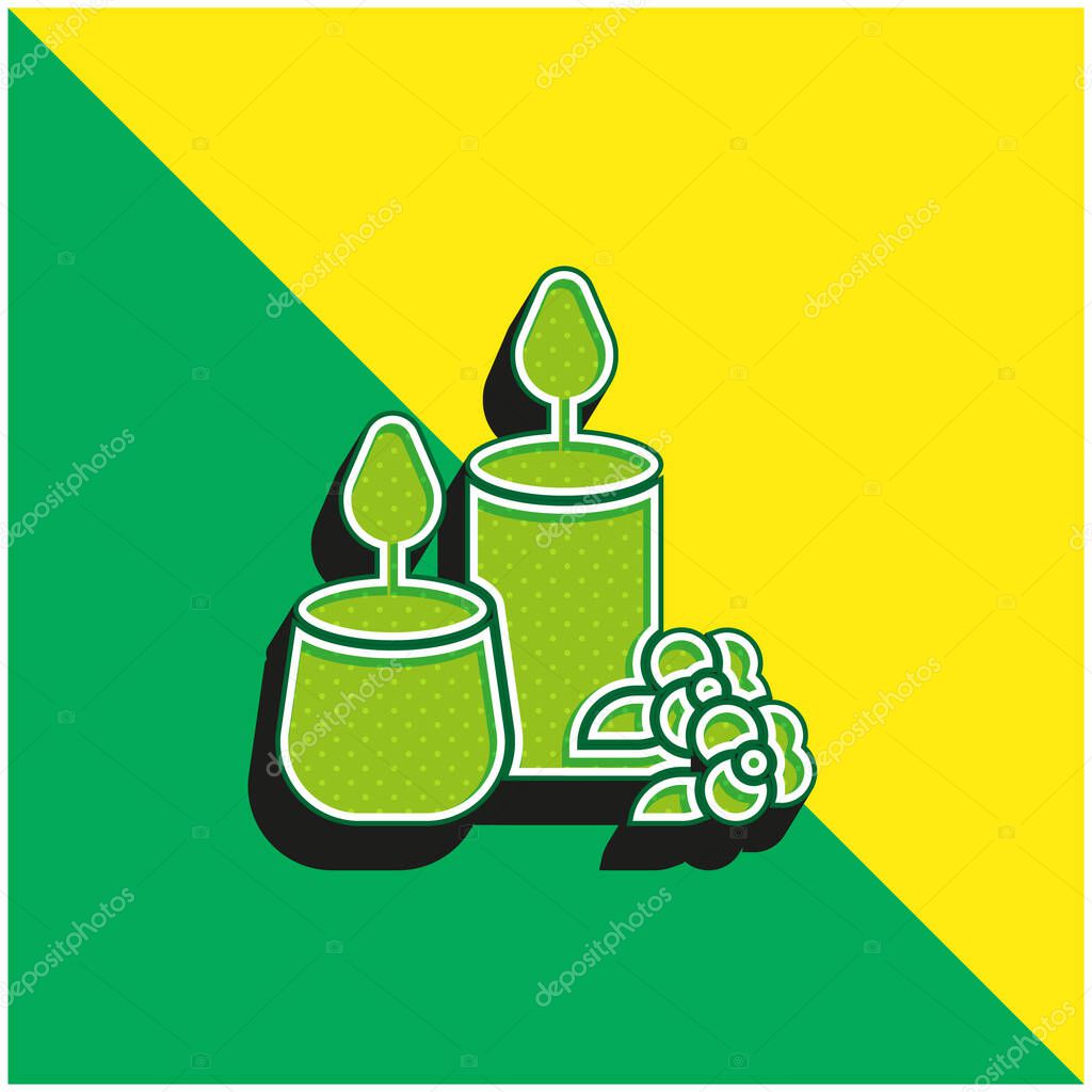 Aromatic Candle Green and yellow modern 3d vector icon logo