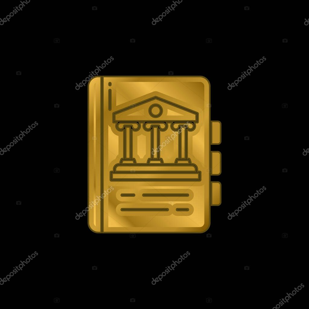 Book gold plated metalic icon or logo vector