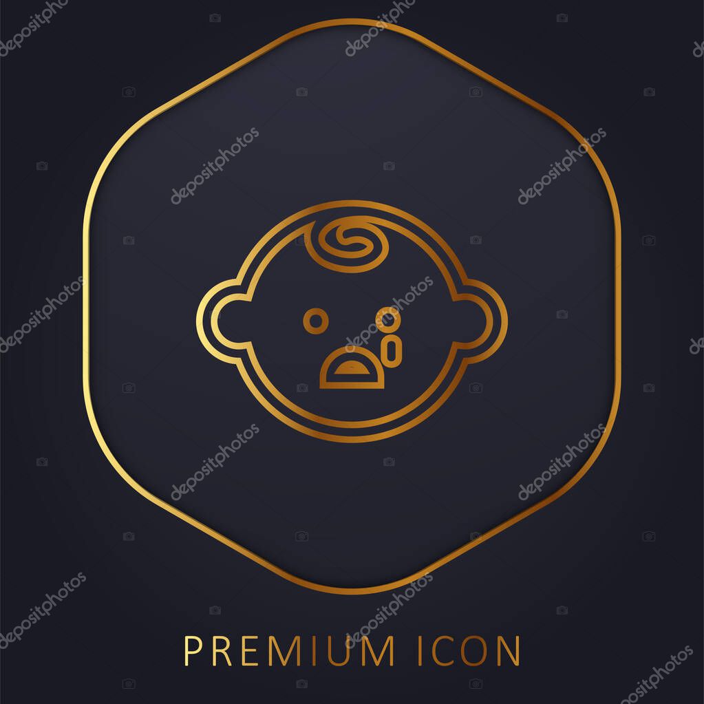 Baby Face Crying golden line premium logo or icon