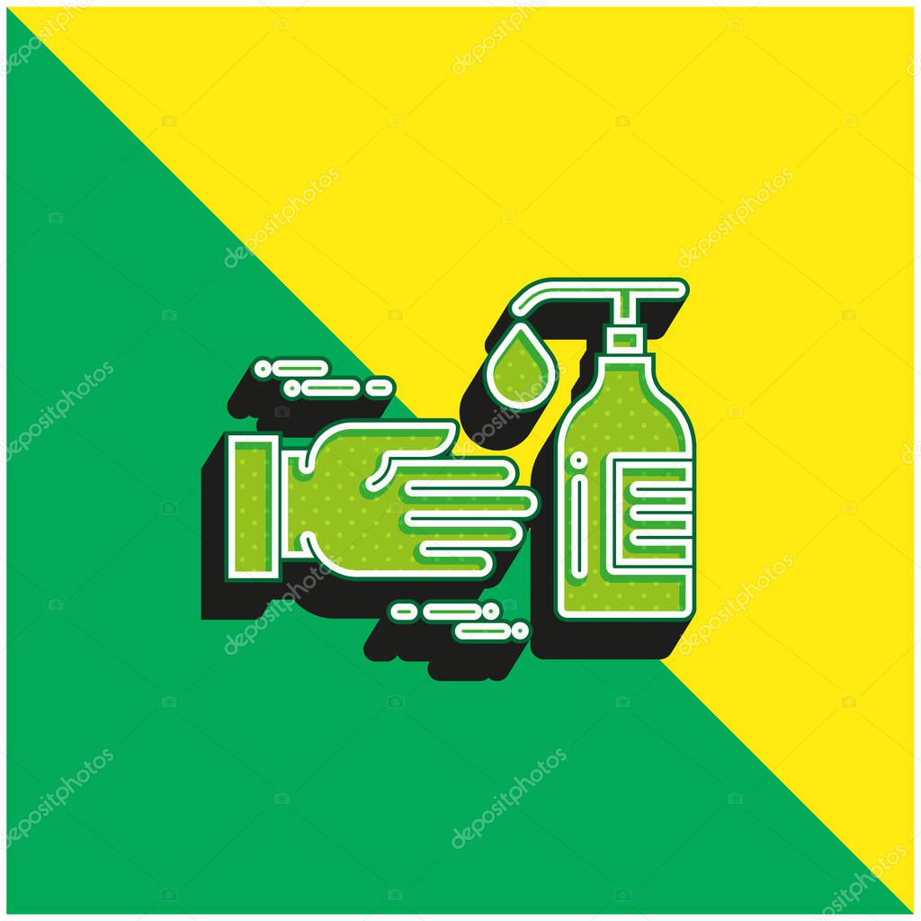 Antiseptic Green and yellow modern 3d vector icon logo