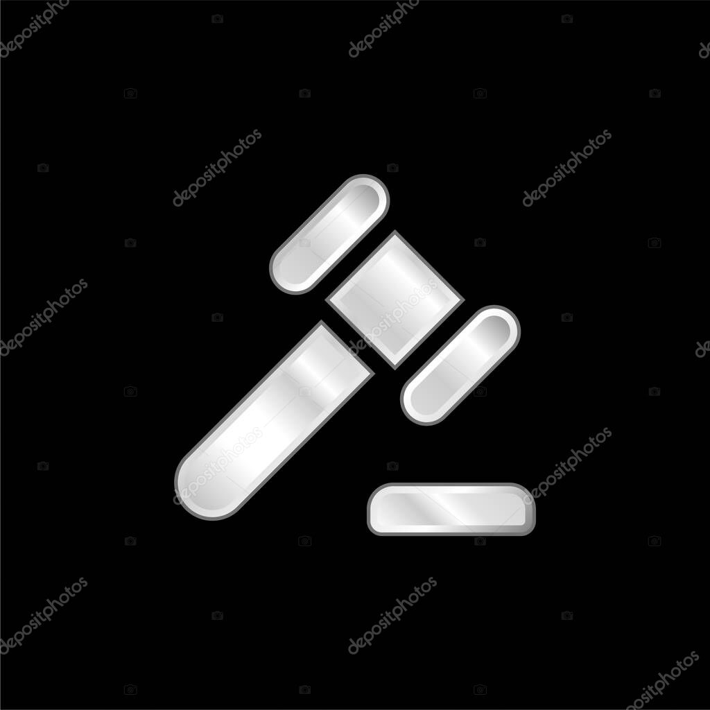 Auction silver plated metallic icon