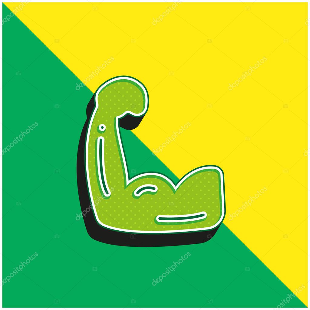 Biceps Green and yellow modern 3d vector icon logo