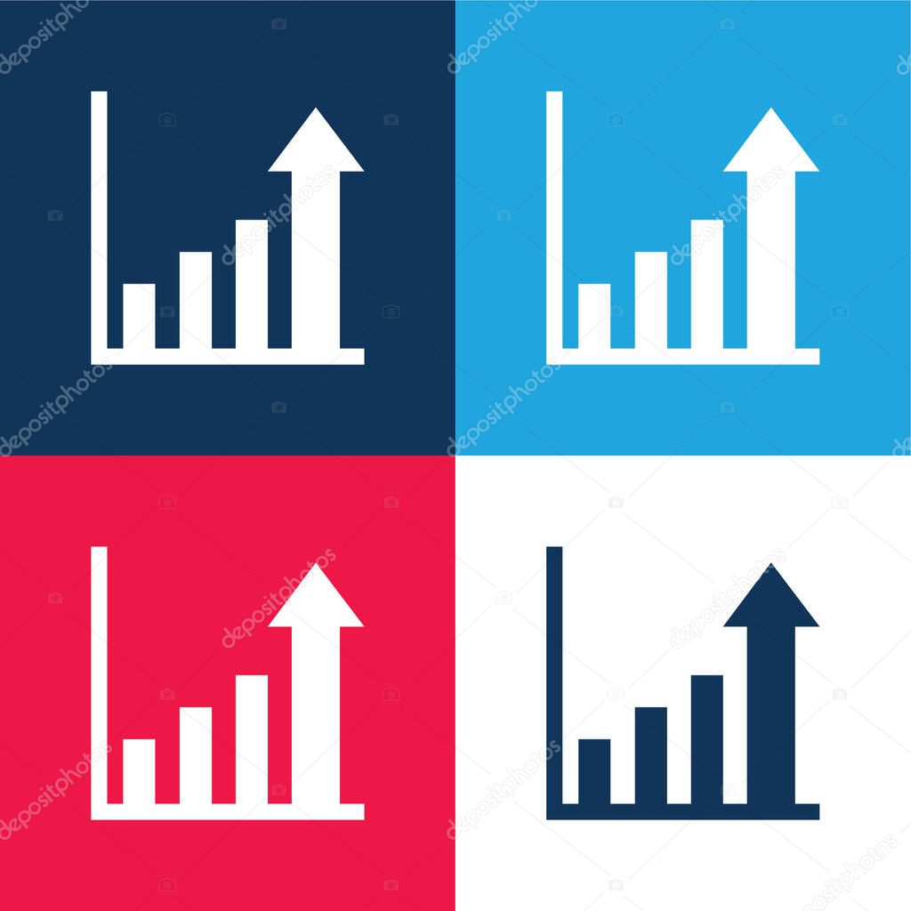 Bar Chart blue and red four color minimal icon set