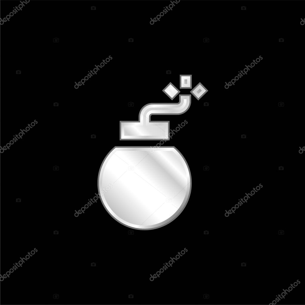 Bomb silver plated metallic icon