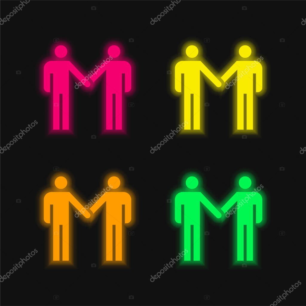 Agreement four color glowing neon vector icon