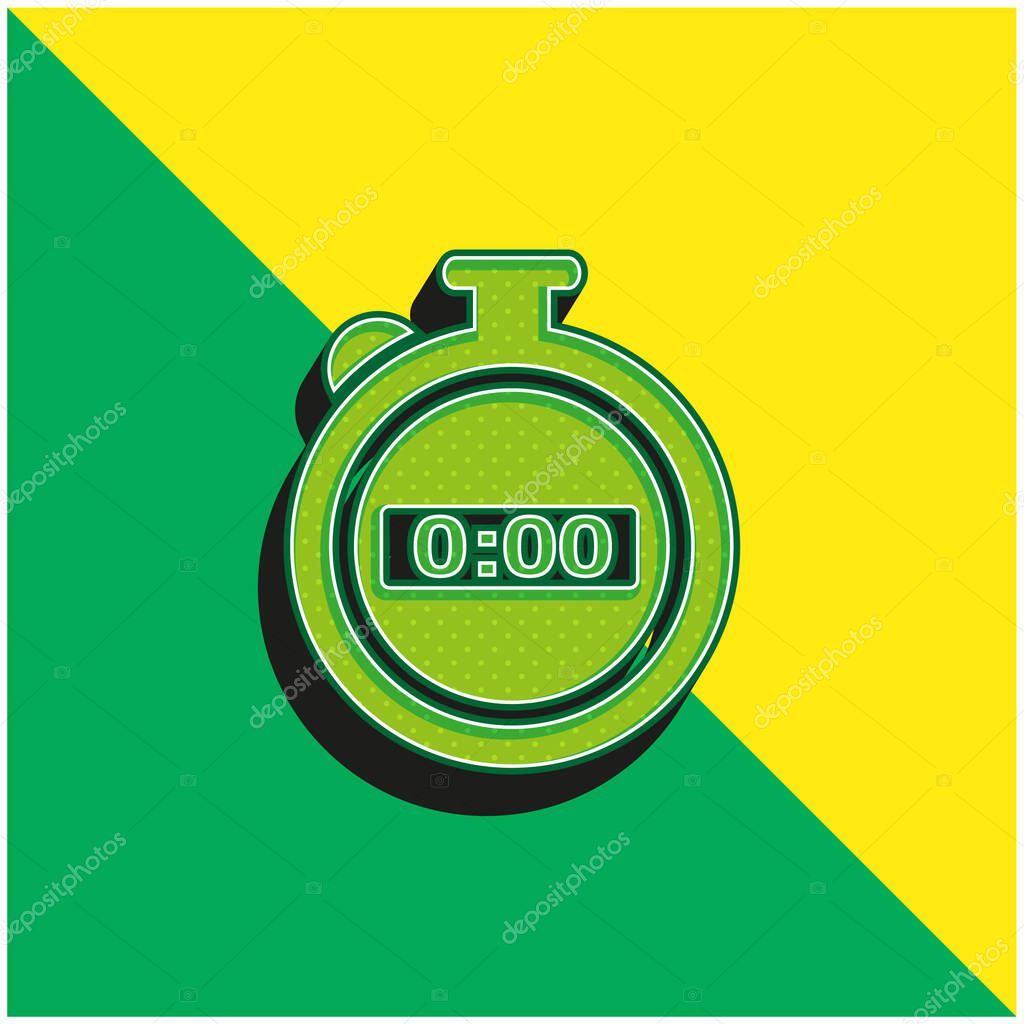 Black Stopwatch Green and yellow modern 3d vector icon logo
