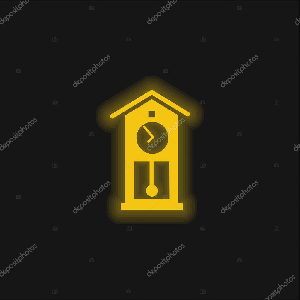 Antique Clock yellow glowing neon icon