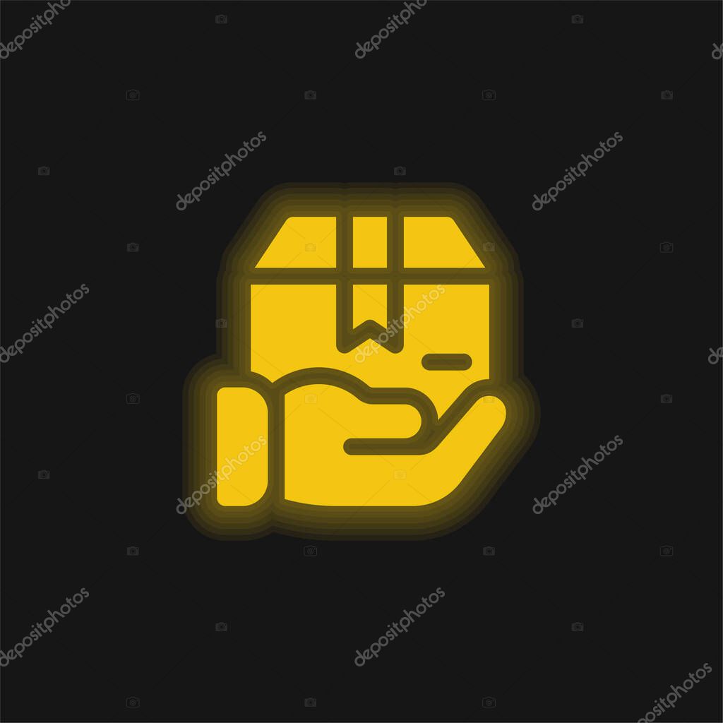 Box yellow glowing neon icon