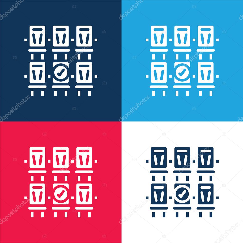 Booking blue and red four color minimal icon set