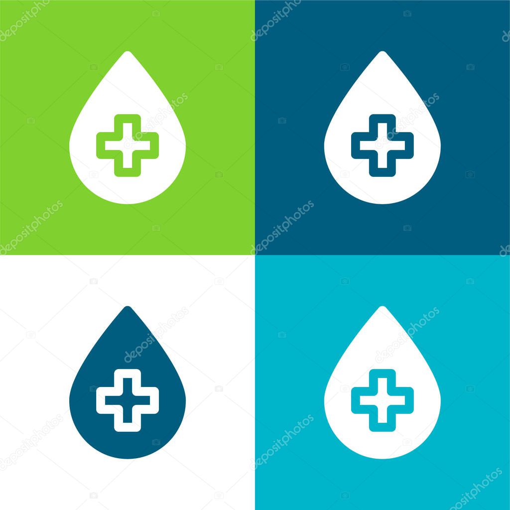 Blood Donation Flat four color minimal icon set